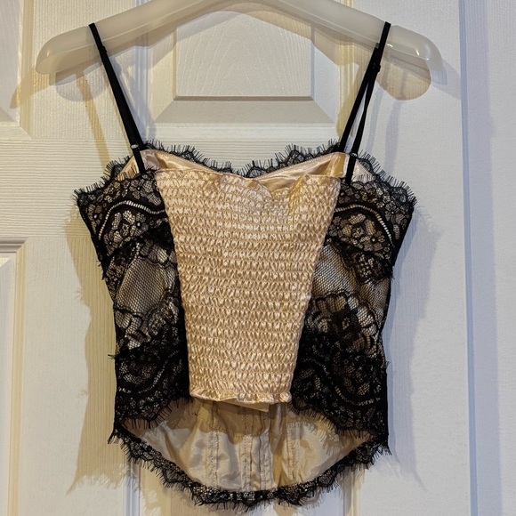 Vintage Guess Black and Cream Lace Corset Tank - Picture 2 of 4